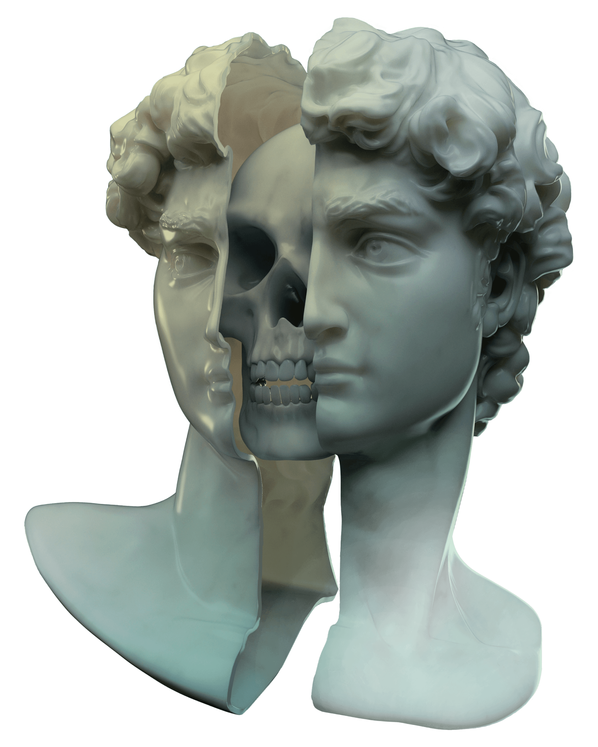 The Other Body — Classical bust split to reveal skull beneath